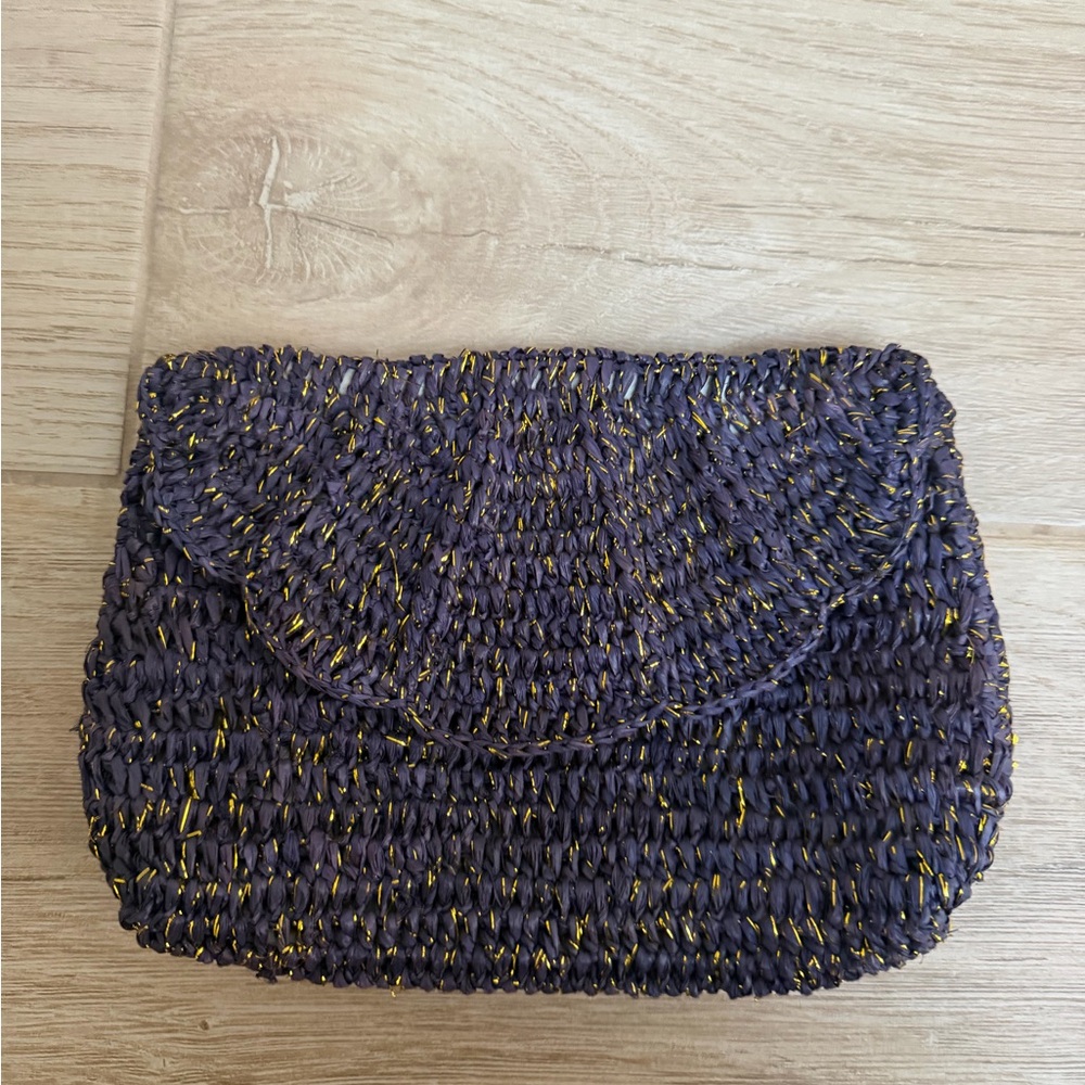 Mar Y Sol  Purple Woven Clutch